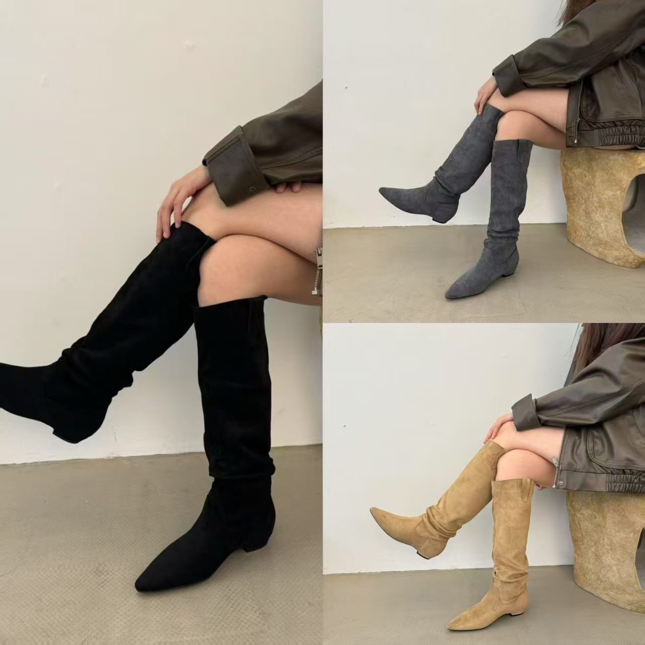 特卖复古绒面长筒靴