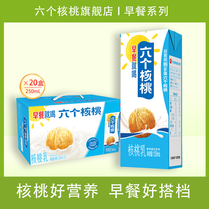 六个核桃 早餐原味核桃乳植物蛋白饮料250ML*20盒整箱