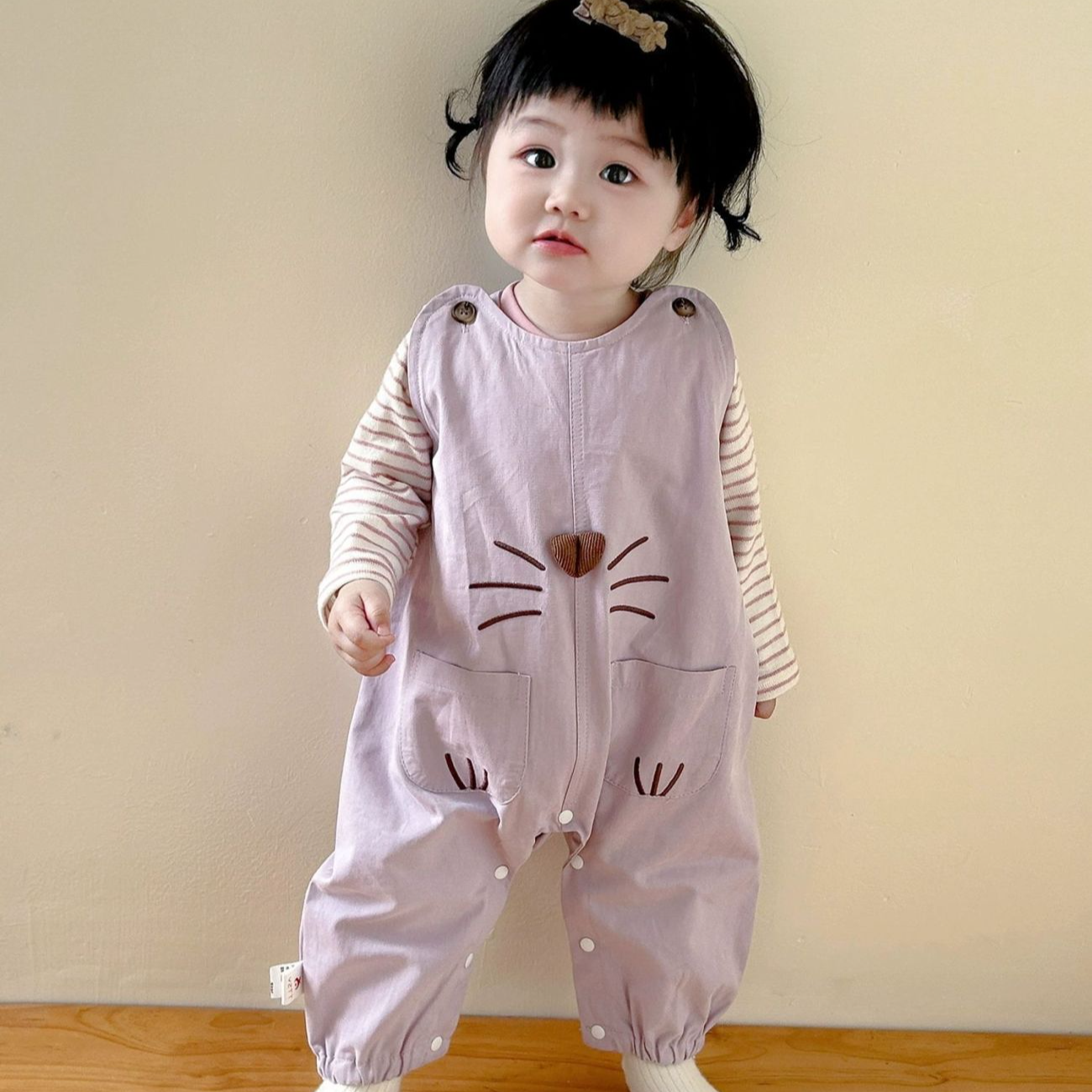 婴儿衣服条纹上衣背带裤分体套装春薄款男女宝宝两件套儿童外出服 到手价¥39.80
