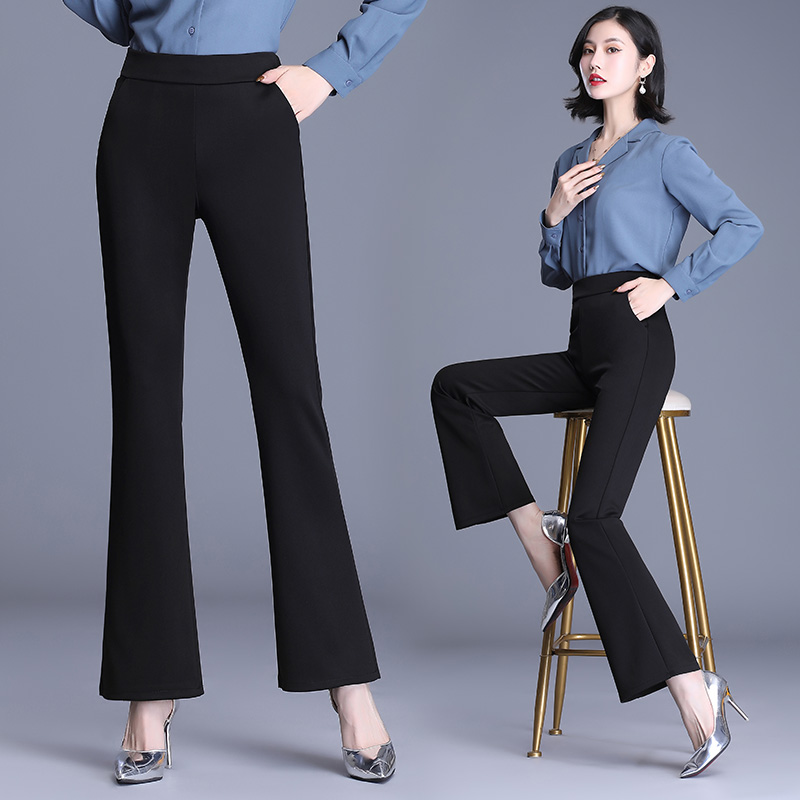 新款微喇裤大码百搭宽松黑色喇叭女长裤九分裤【W260305】 到手价¥19.90