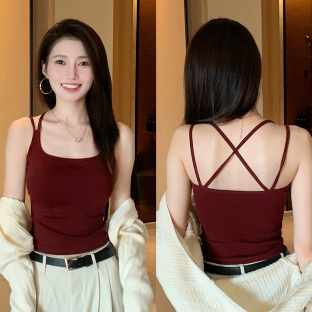 加大码美背交叉吊带文胸一体背心女2024新款外穿带胸垫内搭 到手价¥29.90