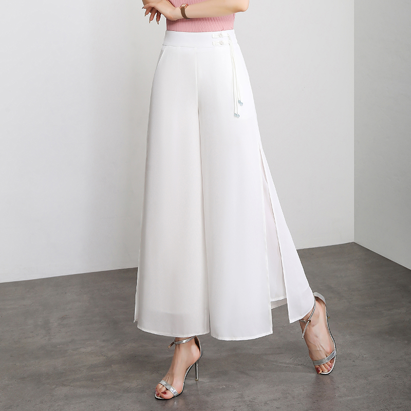 雪纺裤裙女夏季宽松九分裤大码藏肉大脚裤2025新款气质阔腿裤裙裤