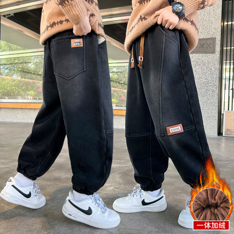 儿童装男童加绒裤子秋冬款2025新款加厚冬装长裤牛仔裤中大童冬季 到手价¥29.90