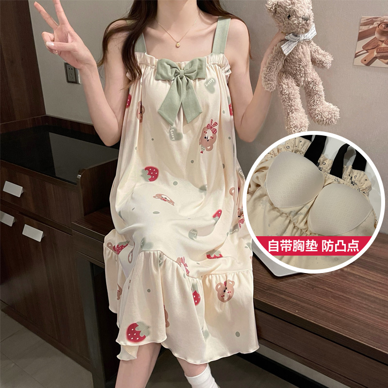 夏季带胸垫睡裙宽松大码学生家居服睡衣女t 到手价¥18.88