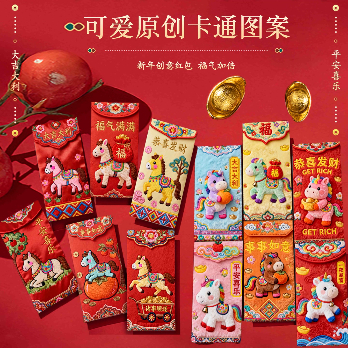 【粉丝福利】2026新款马年高清3D打印刺绣卡通创意过年红包利是封 到手价¥5.90
