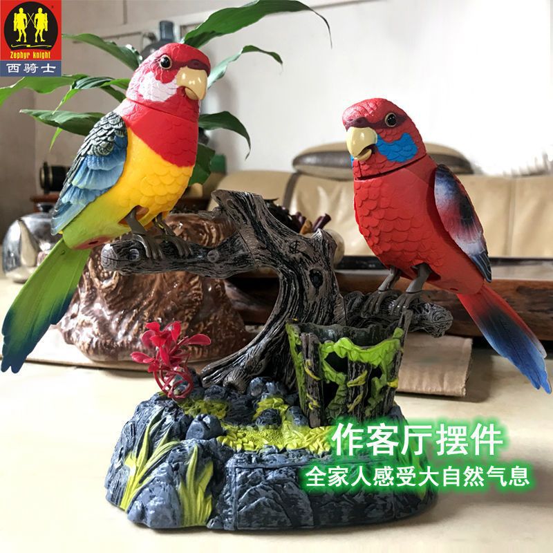 [声控鸟鸣款]仿真声控鸟叫双虎皮鹦鹉假树摆件应声感应鸟鸣玩具 到手价¥39.90