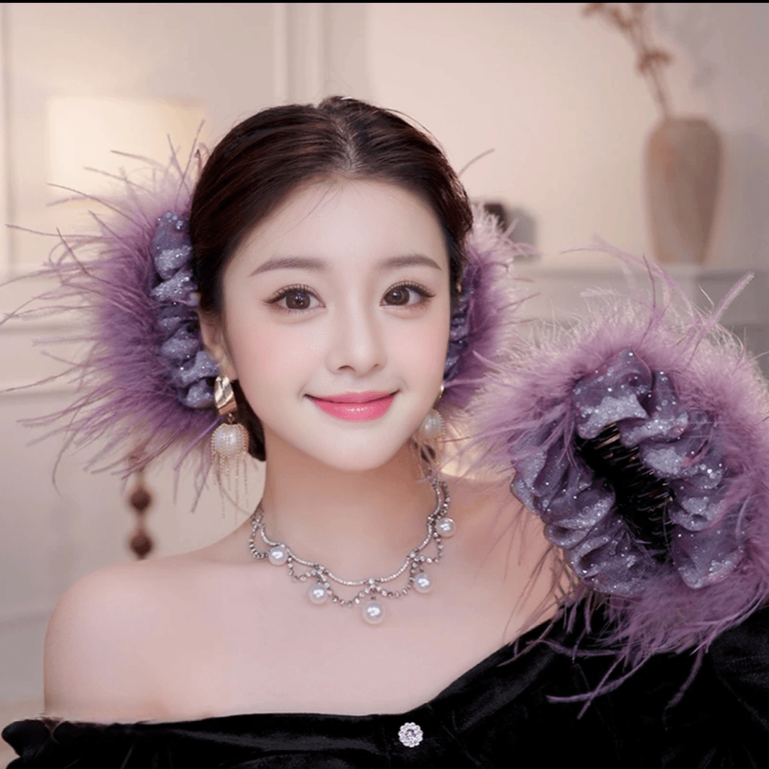 渼姿芝 泡泡流沙羽毛抓夹氛围感后脑勺发夹发饰超仙小众鲨鱼夹女 到手价¥26.80