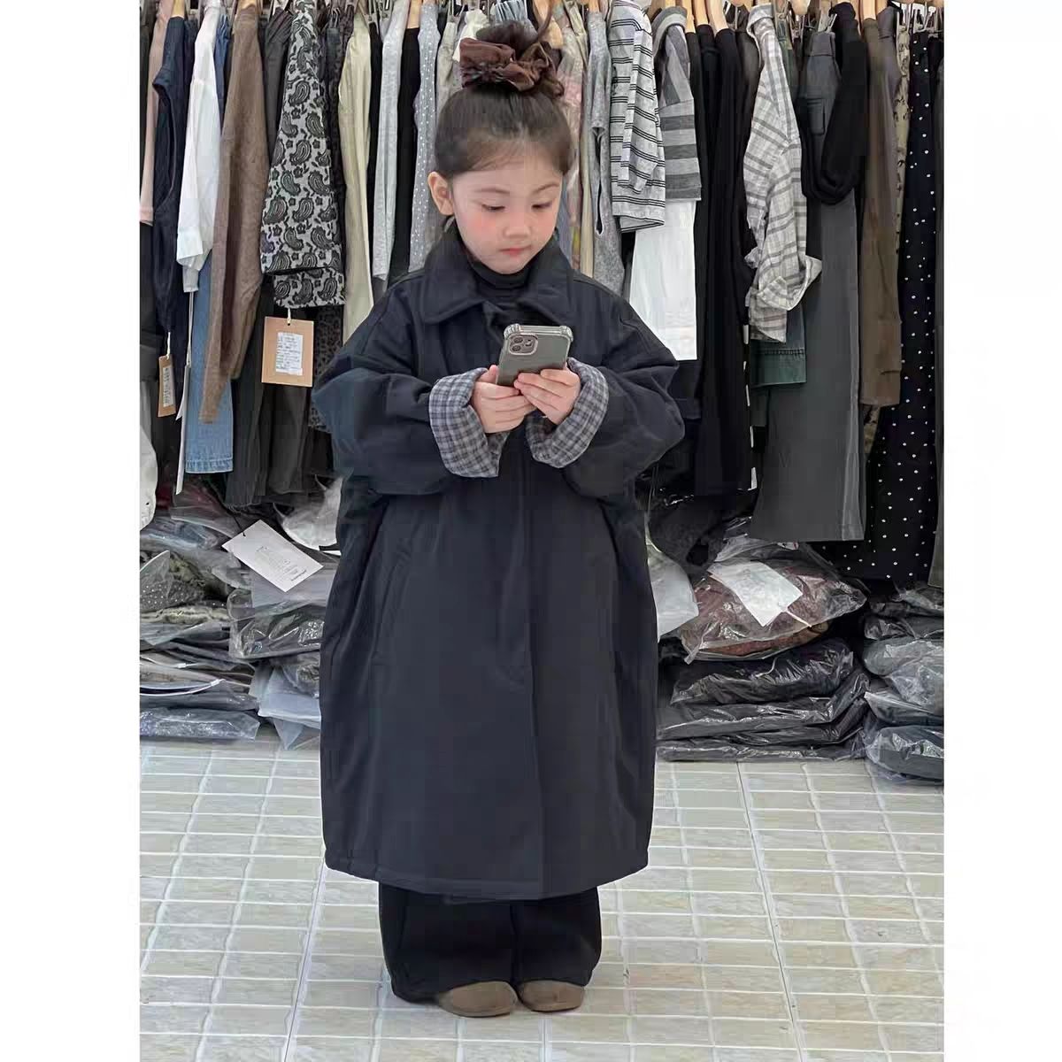【防水天丝棉】翻领女童男童儿童中长款厚款棉服时尚童装百搭秋冬 到手价¥59.90