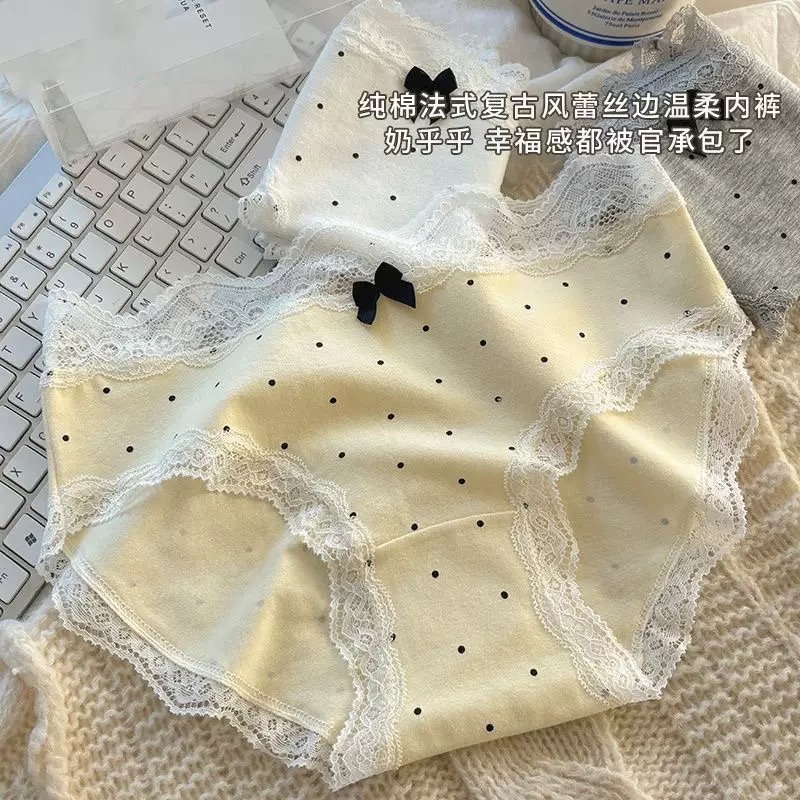纯棉法式性感抗菌底裆少女奶油波点内裤女生三角内裤 到手价¥25.90