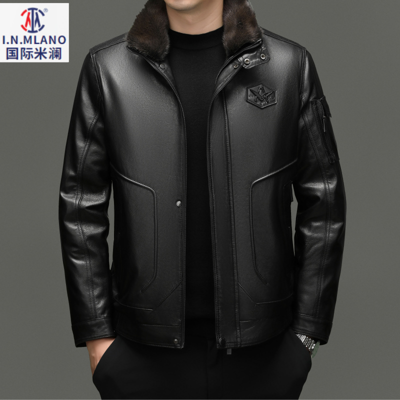 【厚款山羊皮】海宁真皮皮衣男士头层短款立领皮夹克美式休闲外
