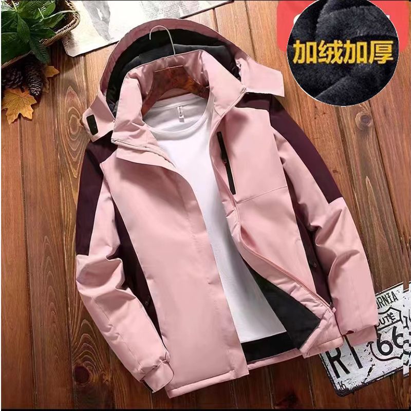 外套女秋冬加绒加厚棉衣女士户外软壳冲锋衣防水防风保暖棉袄服男
