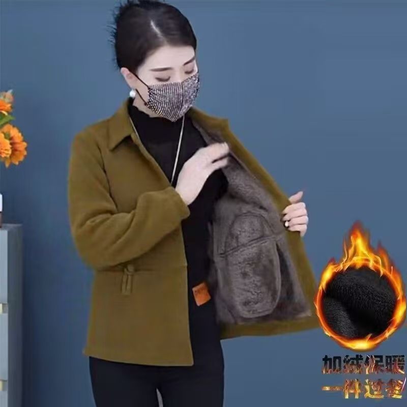2024时尚休闲新款加绒加厚灯芯绒洋气外套舒适上衣中老年妈妈女装 到手价¥39.90