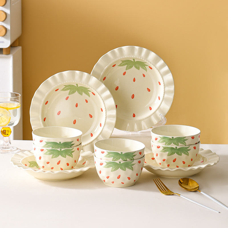【10个装】釉下彩-遇见莓好10件套6碗4盘陶瓷餐具【T】 到手价¥29.90