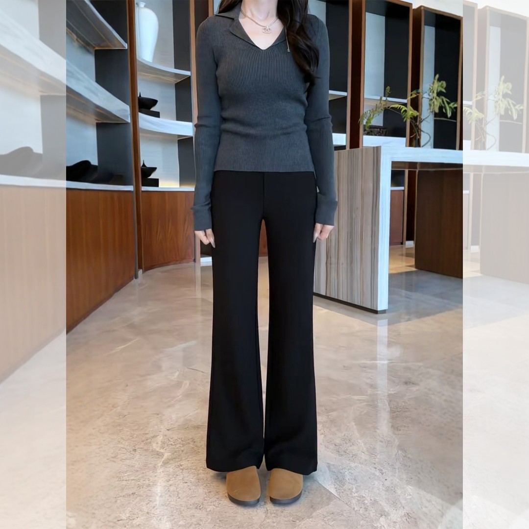 黑色微喇裤女2026春季新款大码休闲裤小个子高腰修身垂坠西装裤 到手价¥39.90