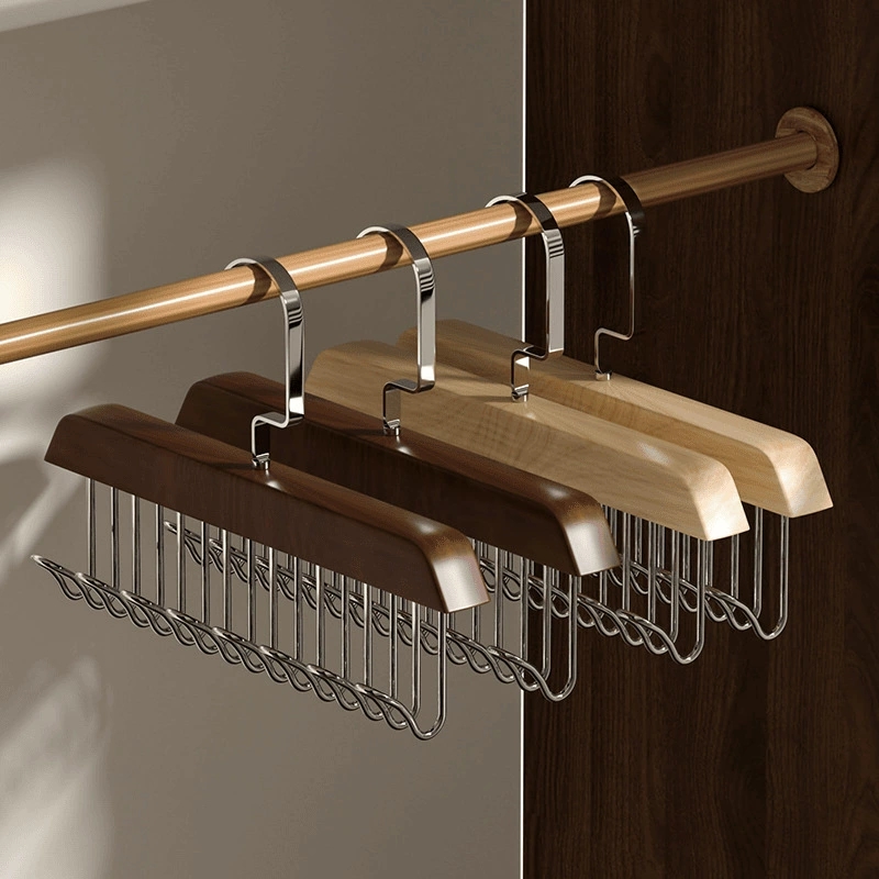 6890拍一发五木质吊带波浪便携衣架多功能衣柜内衣收纳神器T7 到手价¥9.99