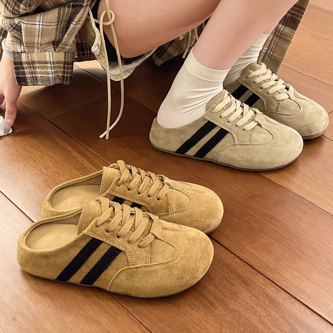 增高3cm~1060厚底德训鞋包头半拖鞋女外穿勃肯鞋凉拖T3 到手价¥29.99