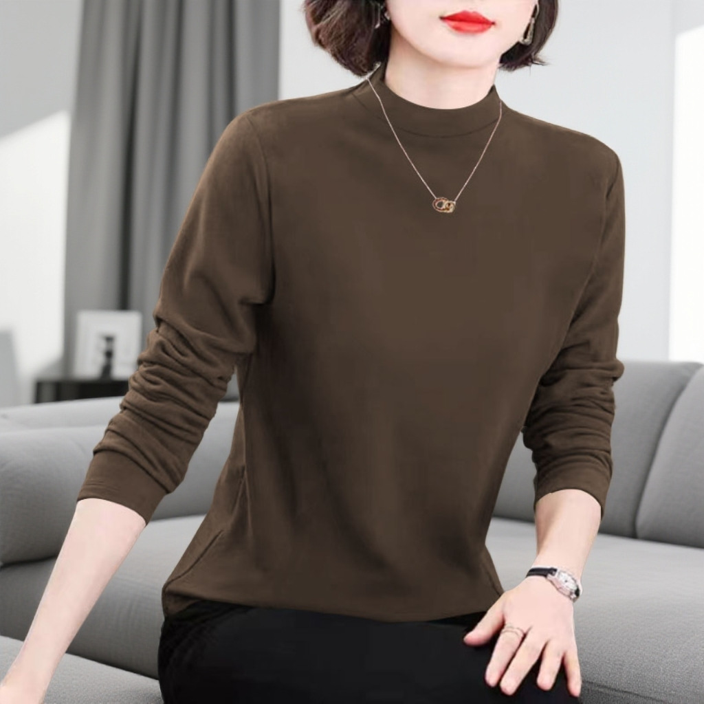 修身型半高领打底衫女秋冬妈妈内搭保暖双面德绒小衫女士长袖上衣 到手价¥19.80