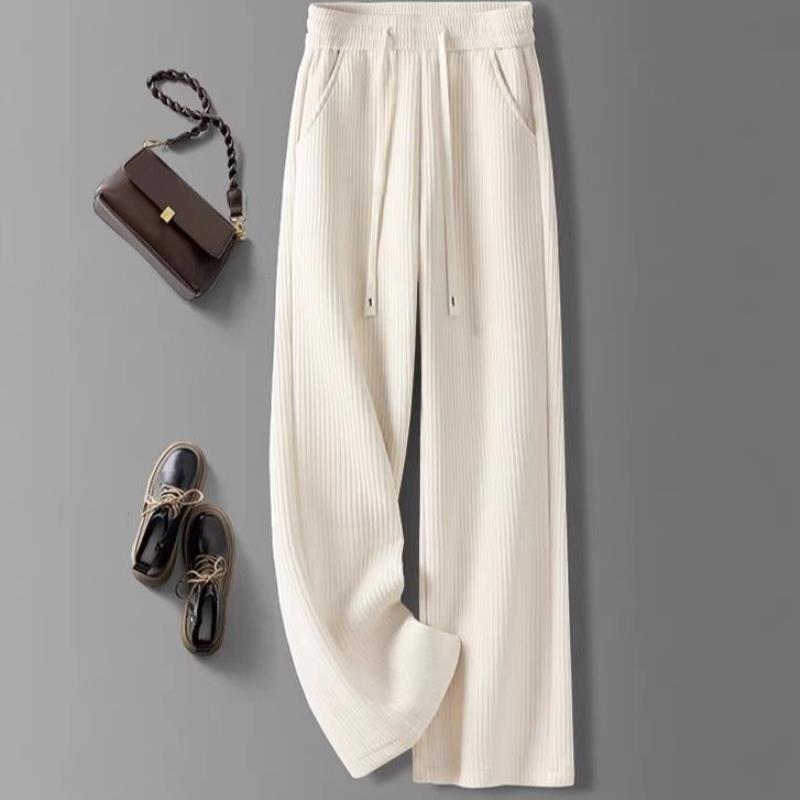 特卖斤大码紫色雪尼尔阔腿裤女秋冬新款新款弹力灯芯绒直筒裤