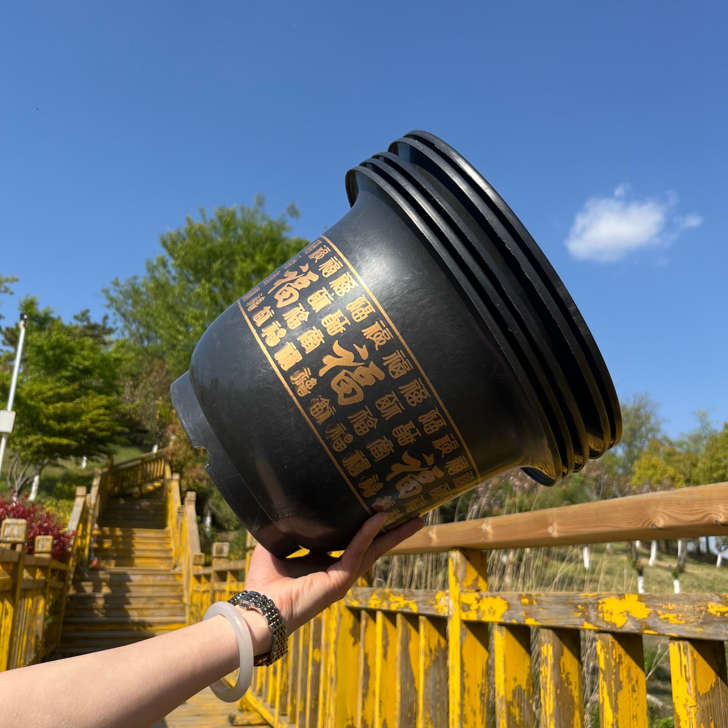 【拍一发五】黑百福加厚树脂花盆透水透气耐用耐晒清仓捡漏花盆 到手价¥10.98