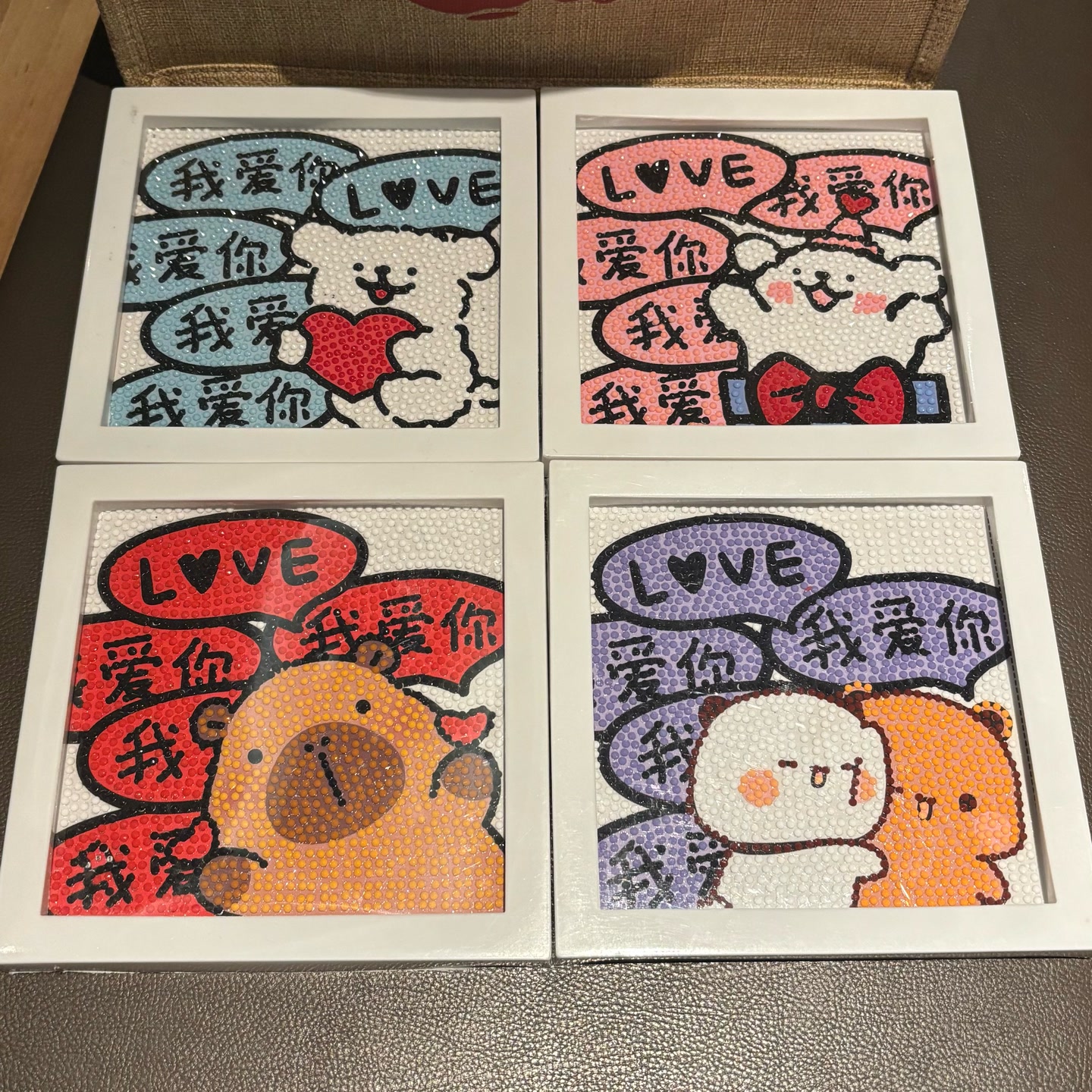 新款情侣闺蜜文字系列diy钻石画手工益智粘贴解闷画材料包点钻画 到手价¥9.90